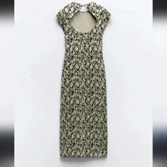 Zara Black and Cream Midi Dress - Picture 2 of 8